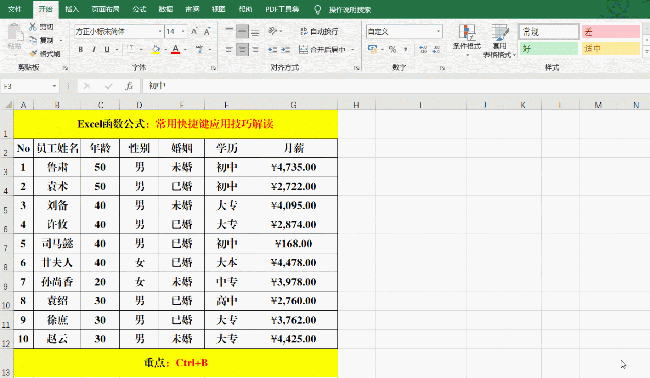 给大家整理了Excel工作表中常用的快捷键