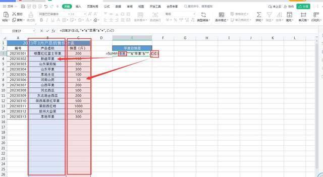 WPS中Excel中如何根据指定关键词快速批量汇总求和，巧用*号轻松搞定！